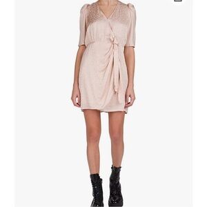 The Kooples gravity daisie blush pink wrap dress NWT
